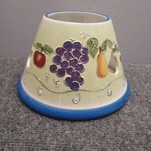 Vintage Fruit Jar Candle Shade Topper Ceramic Grapes Pear Apple Country Decor